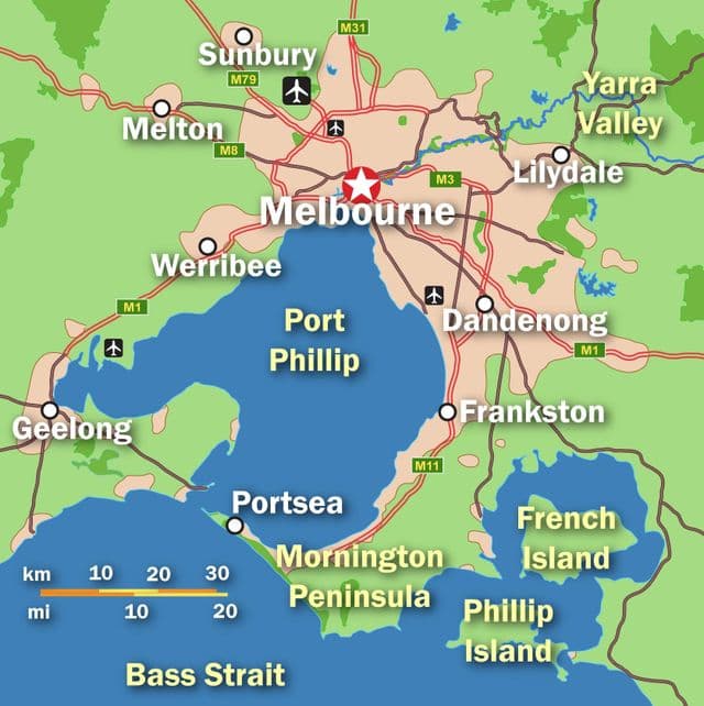 Mappa della città di Melbourne