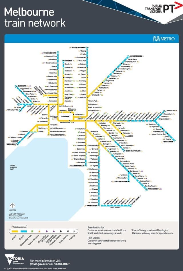 Mappa delle stazioni della metropolitana di Melbourne