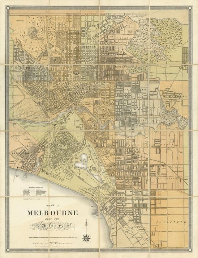 Mappa storica di Melbourne