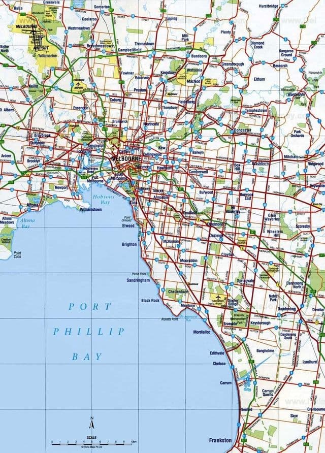Mappa delle strade di Melbourne