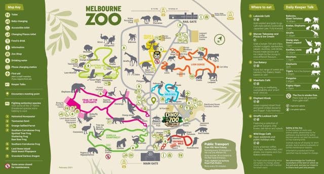 Mappa del parco zoo di Melbourne
