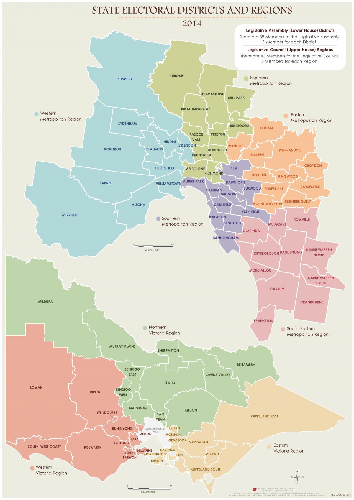 Mappa del distretto di Melbourne
