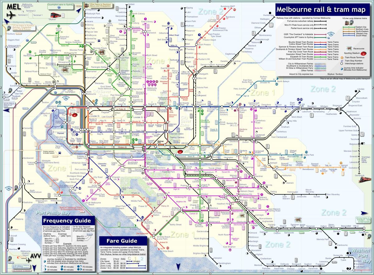 Mappa dei trasporti di Melbourne