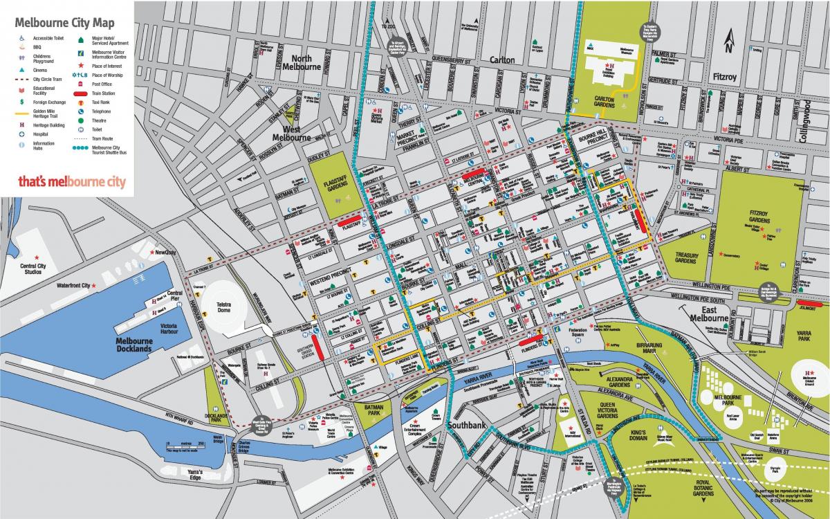 Mappa del centro di Melbourne