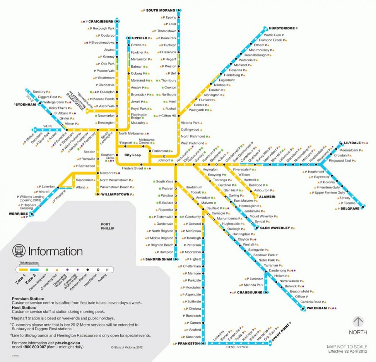 Mappa delle stazioni della metropolitana di Melbourne
