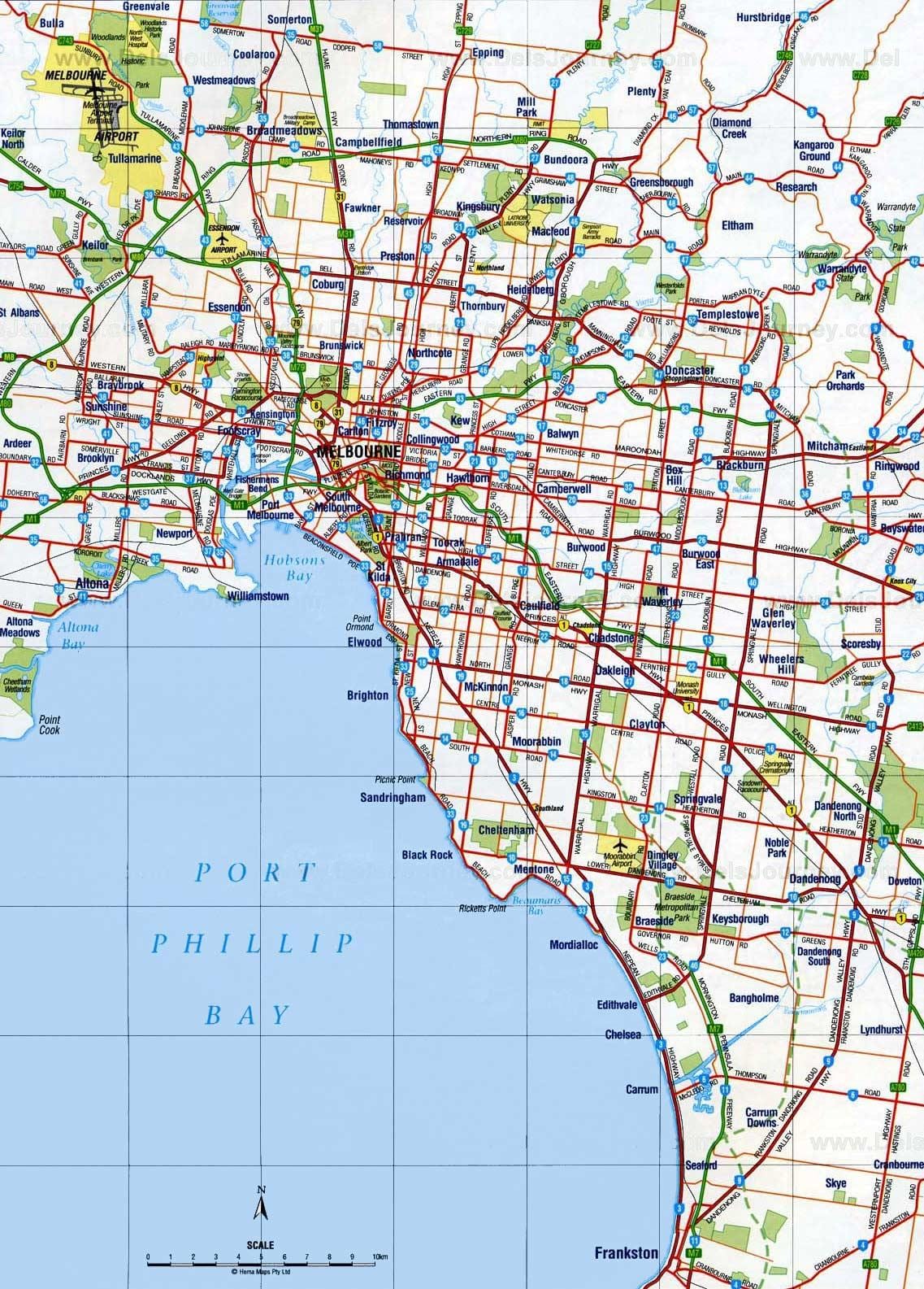Mappa delle strade di Melbourne