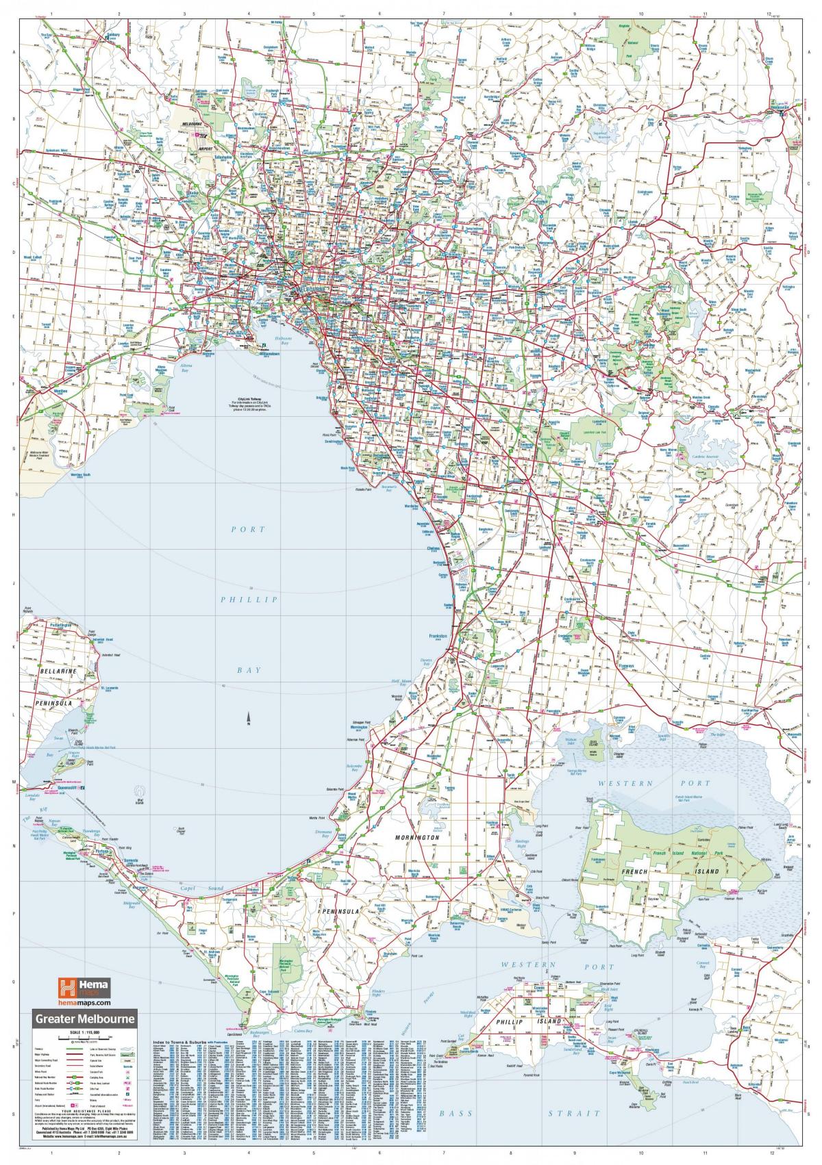 Mappa delle strade di Melbourne
