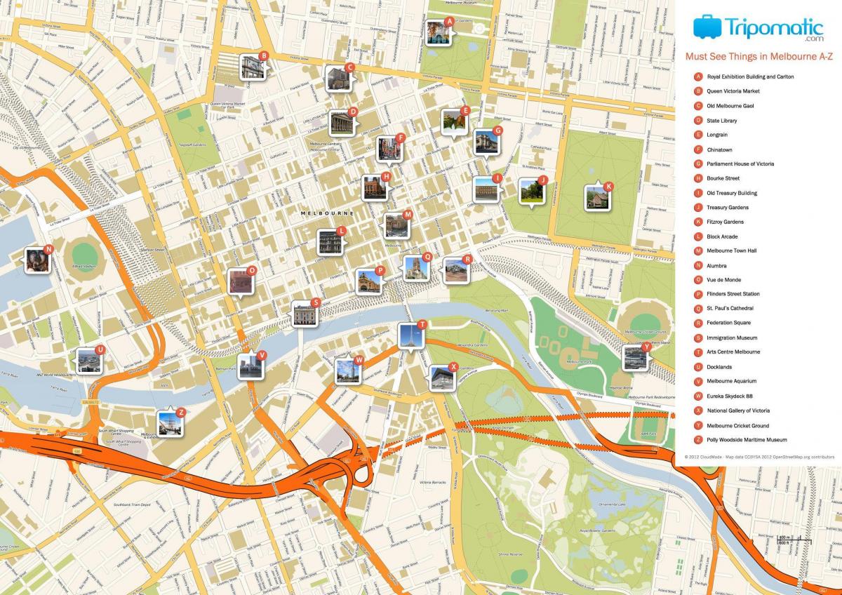Mappa turistica di Melbourne